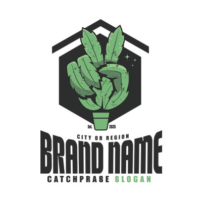 Cannabis Peace Sign Logo Design - Marijuana Culture Brand Victory Symbol