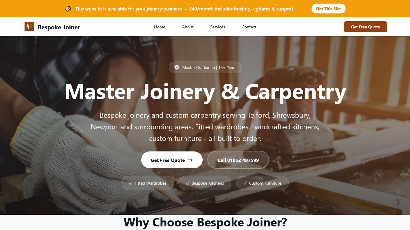 Bespoke Joiner - live website