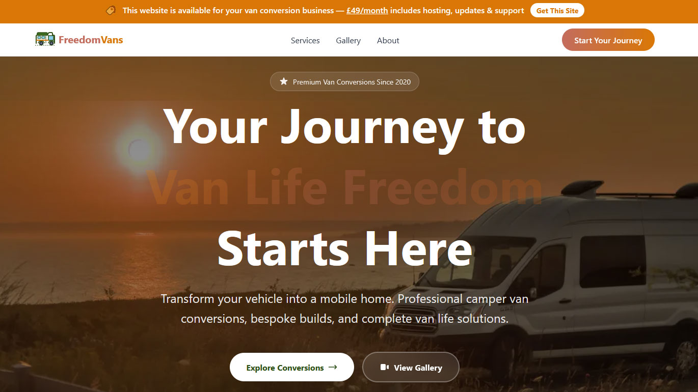 Freedom Vans website template