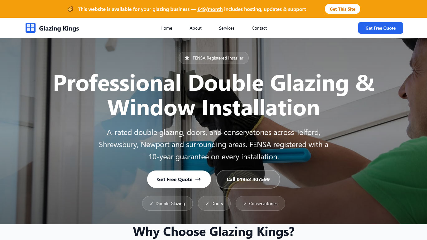 Glazing Kings website template