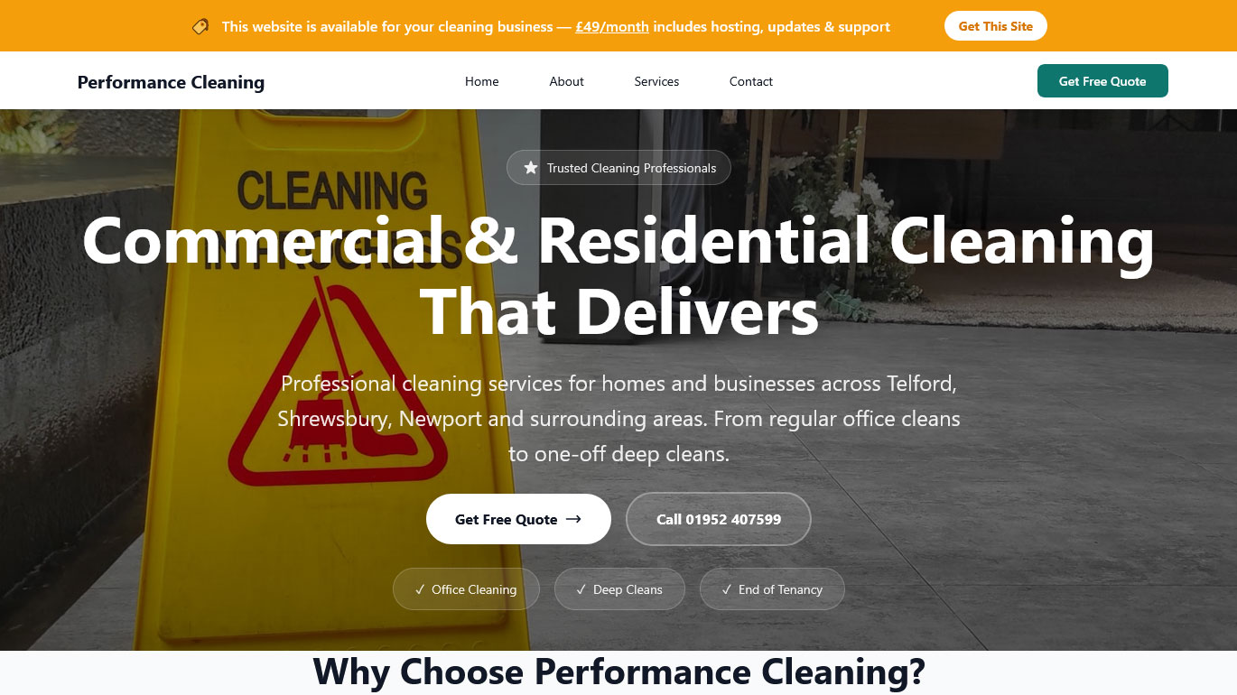 Performance Cleaning website template